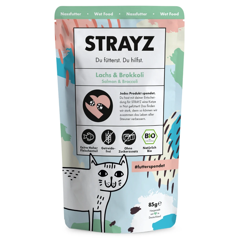 STRAYZ BIO Pouch 6 x 85 g - bio losos & bio brokolica