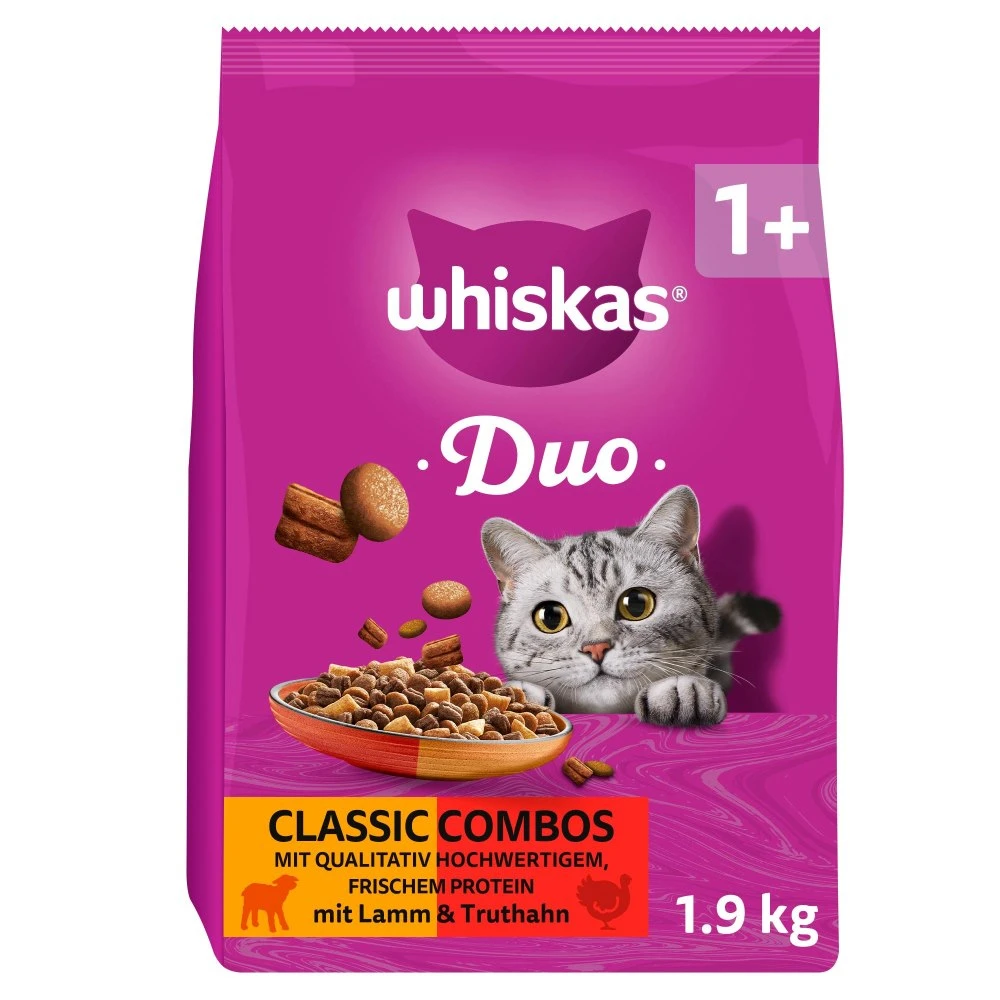 Whiskas 1+ Duo Classic Combos jahňacie a morčacie - 1,9 kg