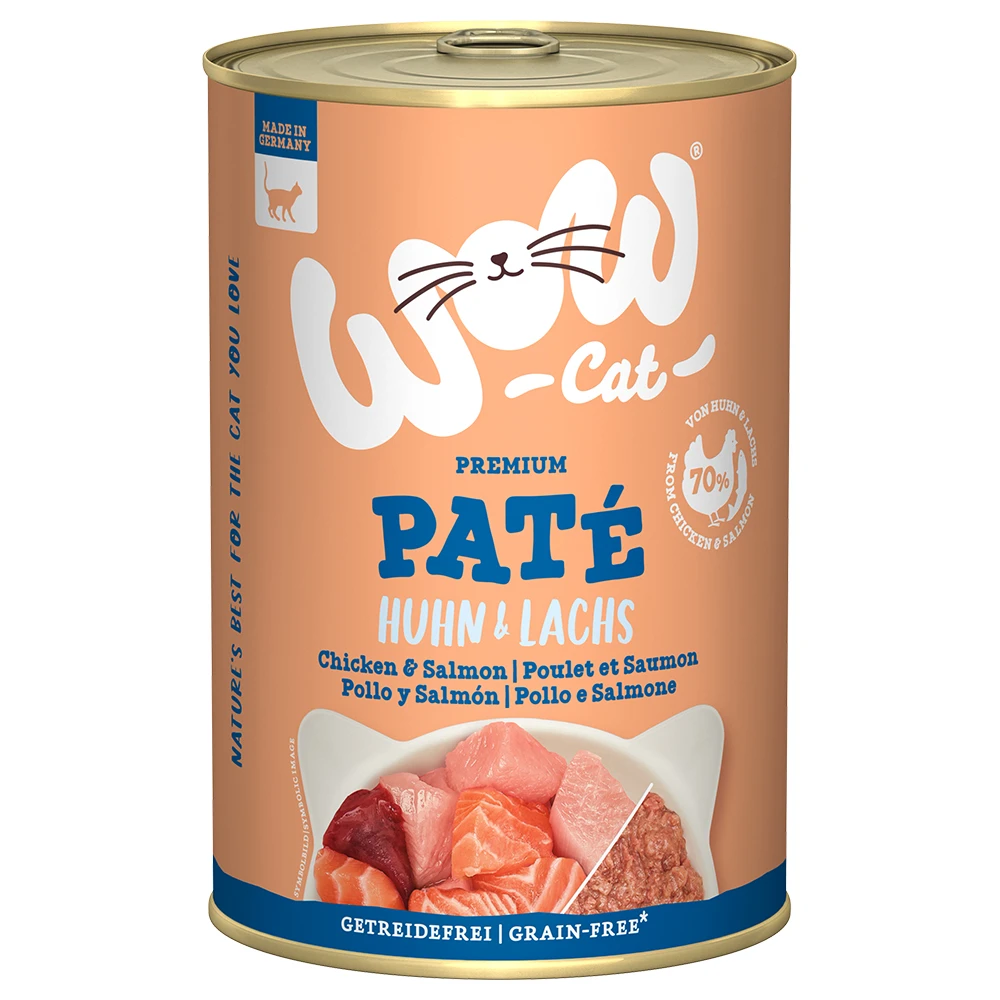 Výhodné balenie WOW Cat Adult 12 x 400 g - kuracie a losos