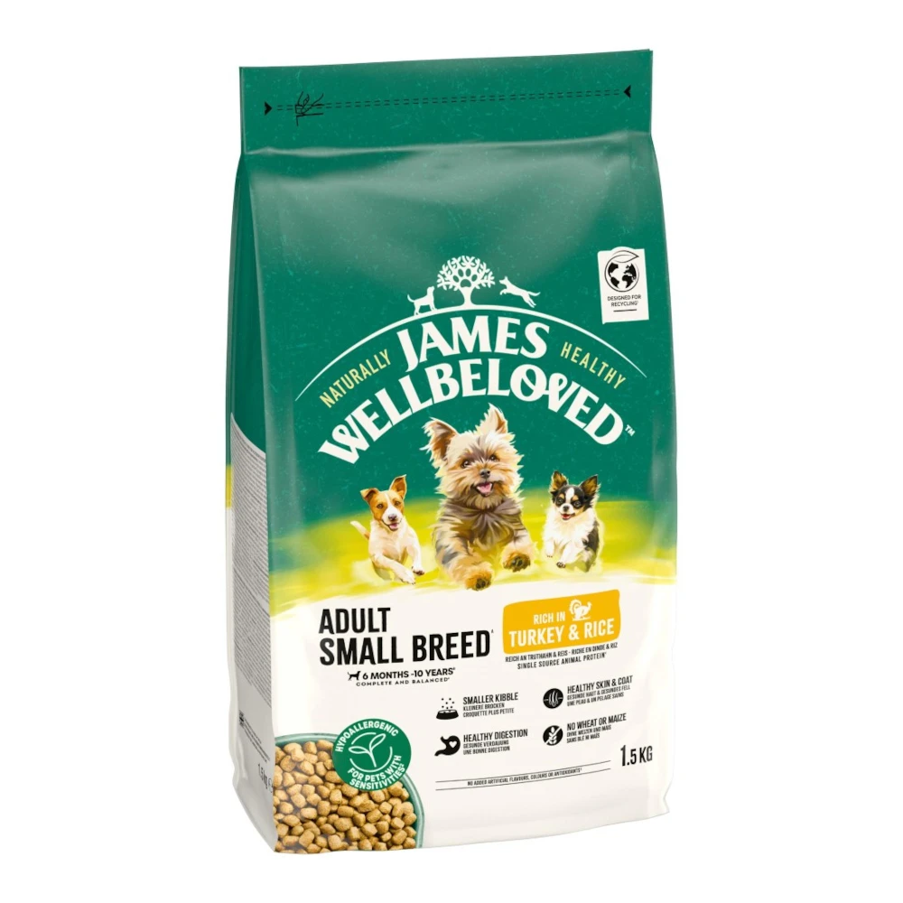 James Wellbeloved Adult Small Breed Dog Hypoallergenic morčacie s ryžou - 1,5 kg
