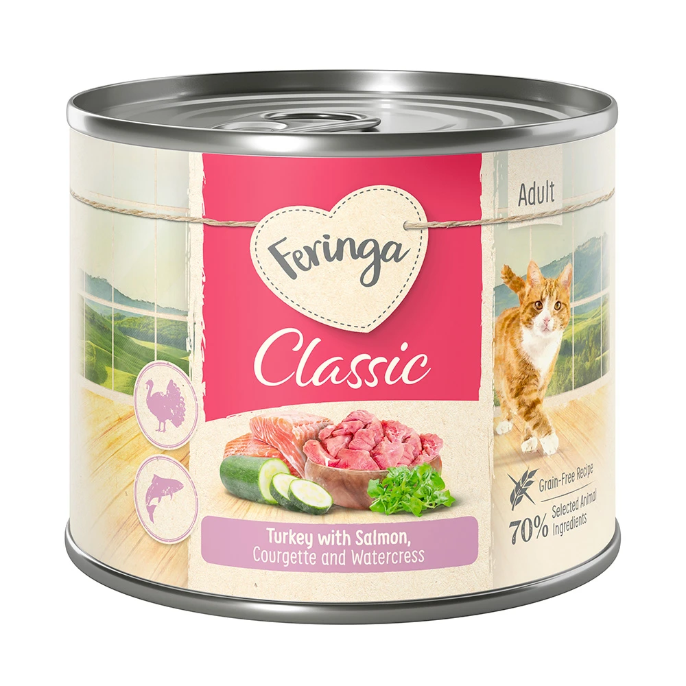 Výhodné balenie Feringa Classic Meat Menu 12 x 200 g - losos a morčacie mäso