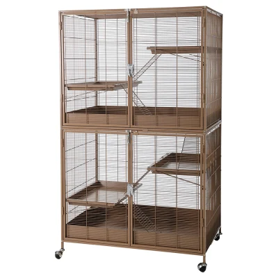 TIAKI klietka pre malé zvieratá Étagère, karamel - výhodné balenie: hlavná klietka + prídavná jednotka (d 93,5 x š 63 x v 157,8 cm)