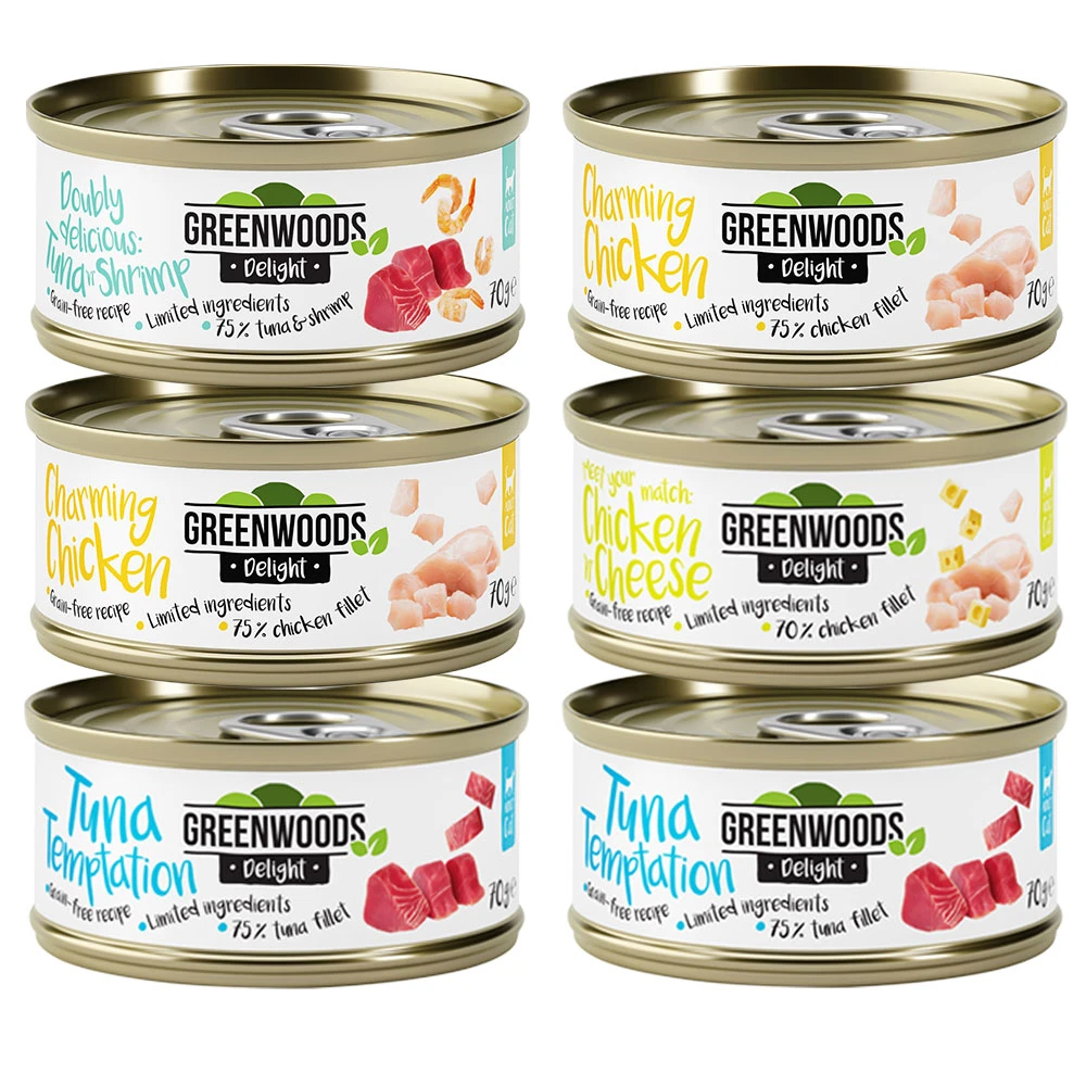 Greenwoods Delight miešané balenie na skúšku 6 x 70 g - mix: 4 druhy