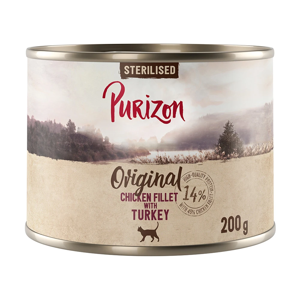 Purizon Adult 12 x 200 g - Sterilised: kuracie filety s morčacím