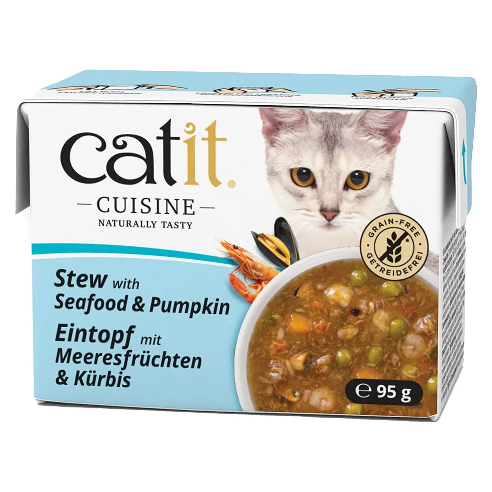 Výhodné balenie Catit Cuisine Stew 24 x 95 g - morské plody s tekvicou