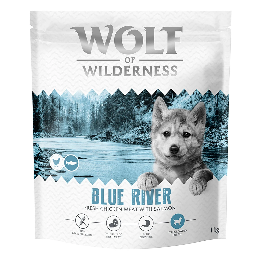 Wolf of Wilderness Junior "Blue River" Salmon - bez obilnín - 1 kg
