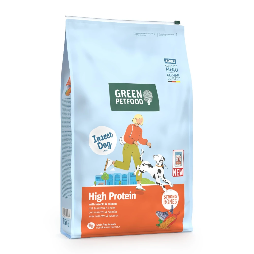 Green Petfood High Protein s hmyzom a lososom - 7,5 kg