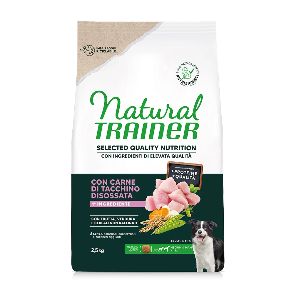 Natural Trainer Selected Quality Nutrition Adult Medium & Maxi morčacie - výhodné balenie: 2 x 2,5 kg