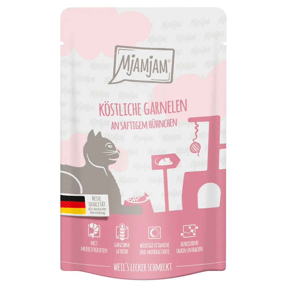 Výhodné balenie MjAMjAM kapsičky 24 x 125 g - lahodné krevety so šťavnatým kuracím