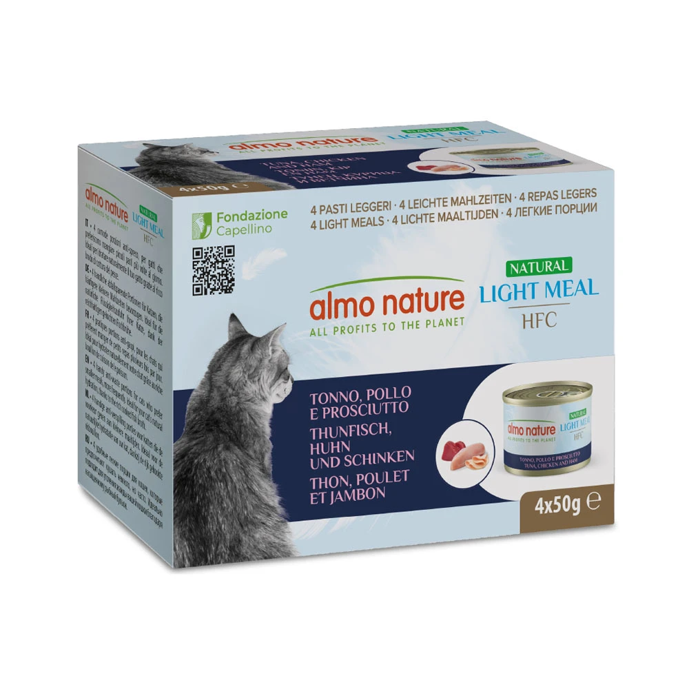 Výhodné balenie Almo Nature HFC Natural Light 12 x 50 g - tuniak, kuracie a šunka