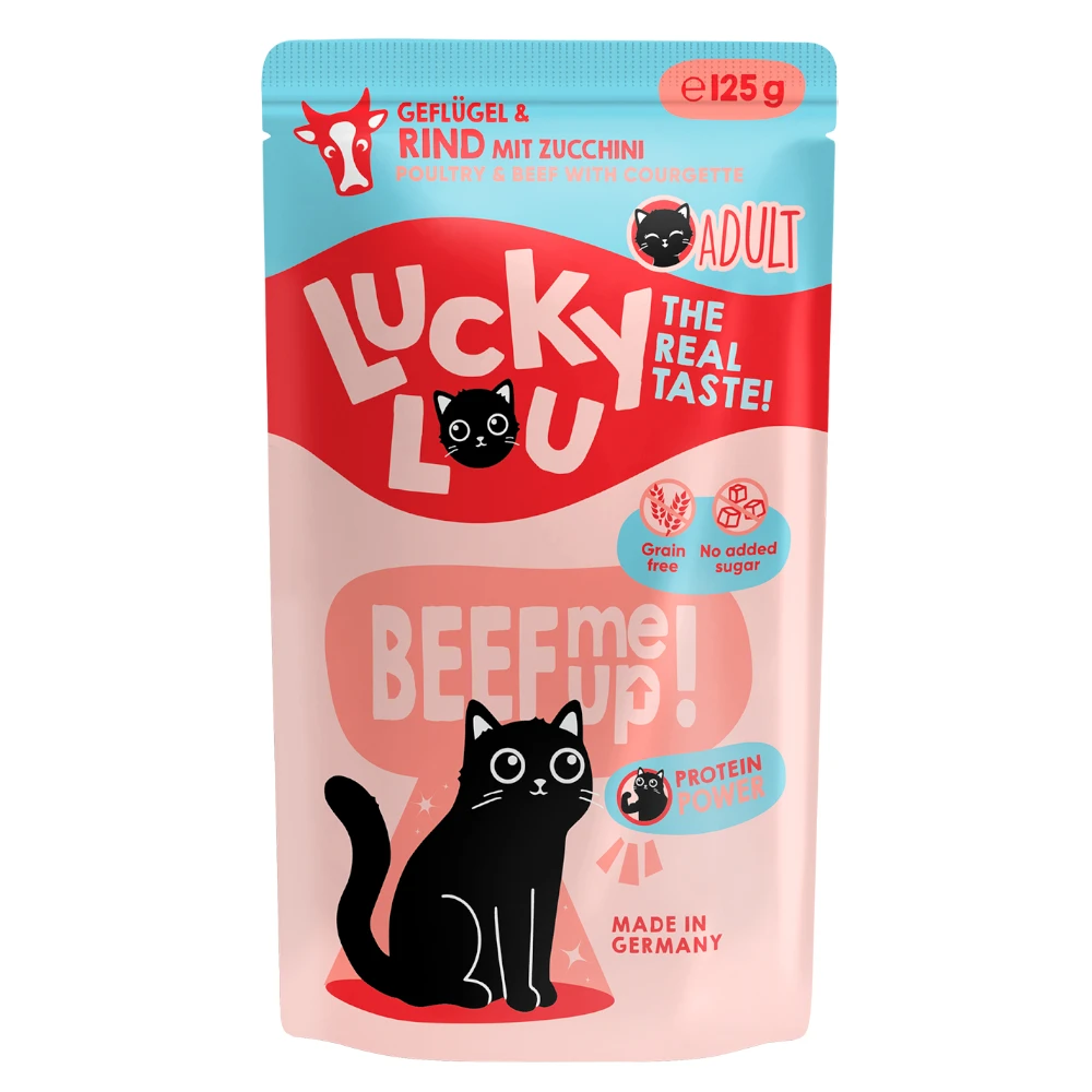 Lucky Lou Adult 16 x 125 g - hydinové a hovädzie