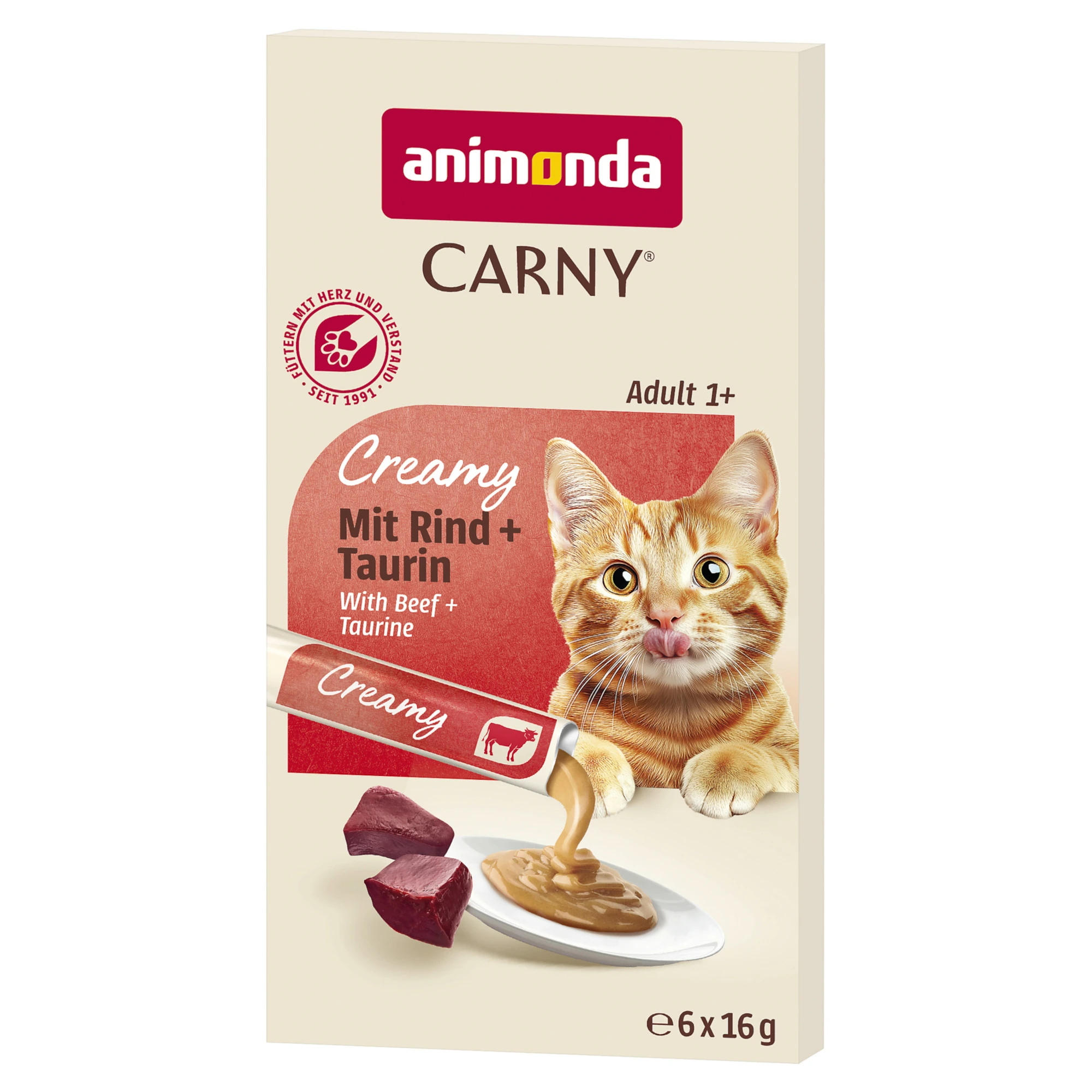 animonda Carny Adult Creamy - 6 x 16 g hovädzie a taurín