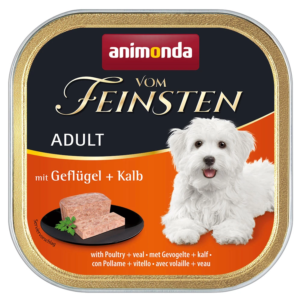Výhodné balenie animonda vom Feinsten 48 x 150 g - Adult bez obilnín: hydina a teľacie