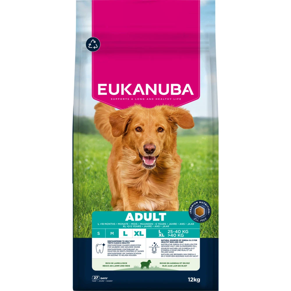 Eukanuba Premium Nutrition Adult Large & Giant Breed jahňacie a ryža - výhodné balenie: 2 × 12 kg