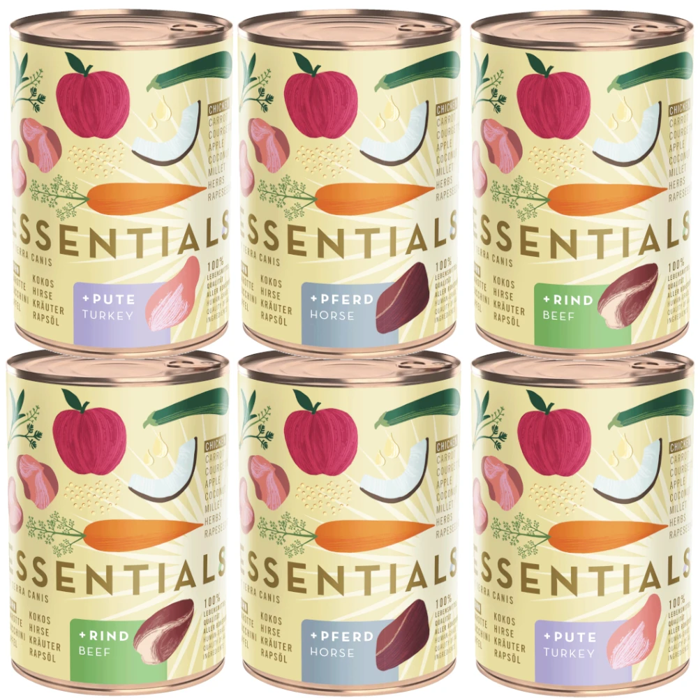 Terra Canis Essential 8+ 6 x 385 g - zmiešané balenie (3 druhy)
