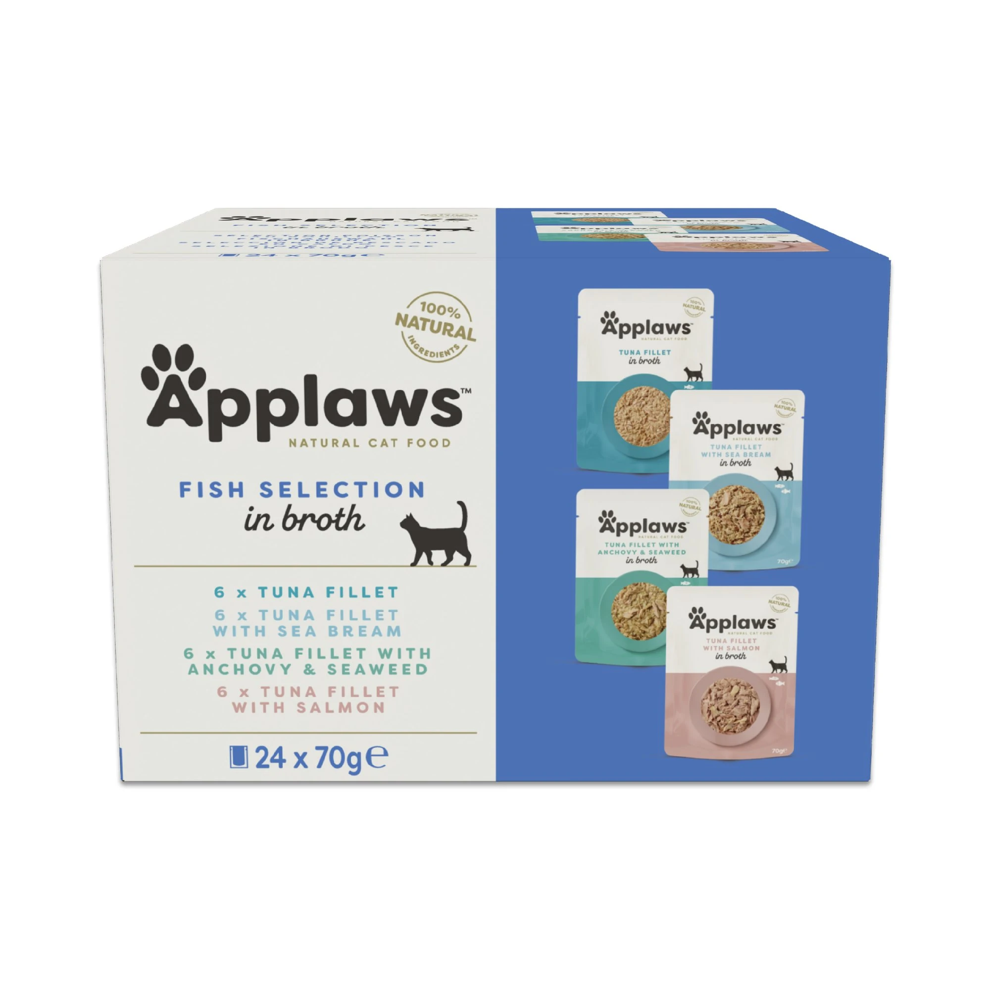 Applaws Cat Natural rybací výber vo vývare 24 x 70 g - rybací výber (4 varianty)