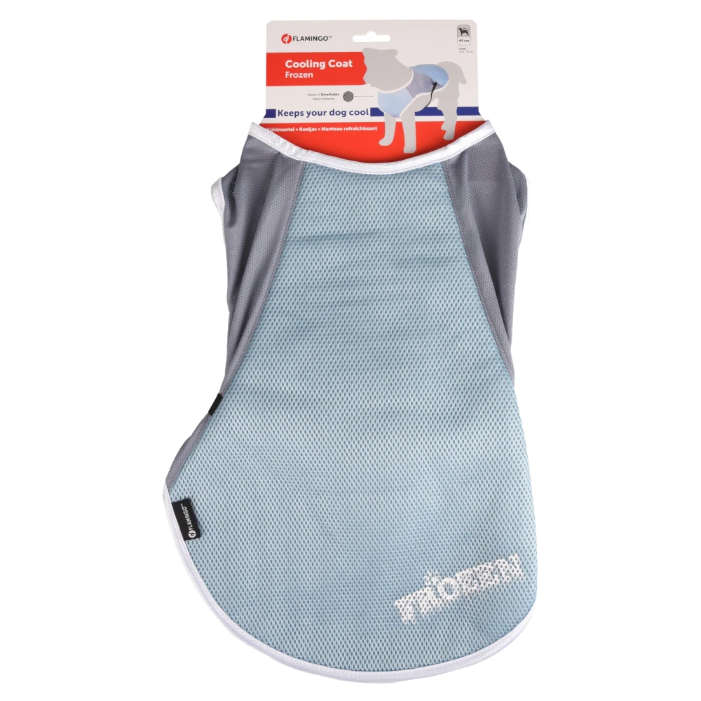 Flamingo kabát pre psa Frozen, modrý / sivý - veľkosť XL: dĺžka chrbta cca 45 cm