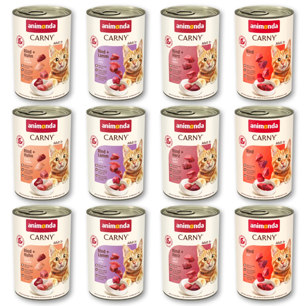 Miešané výhodné balenie animonda Carny Adult 12 x 400 g - kreácie s hovädzím mäsom