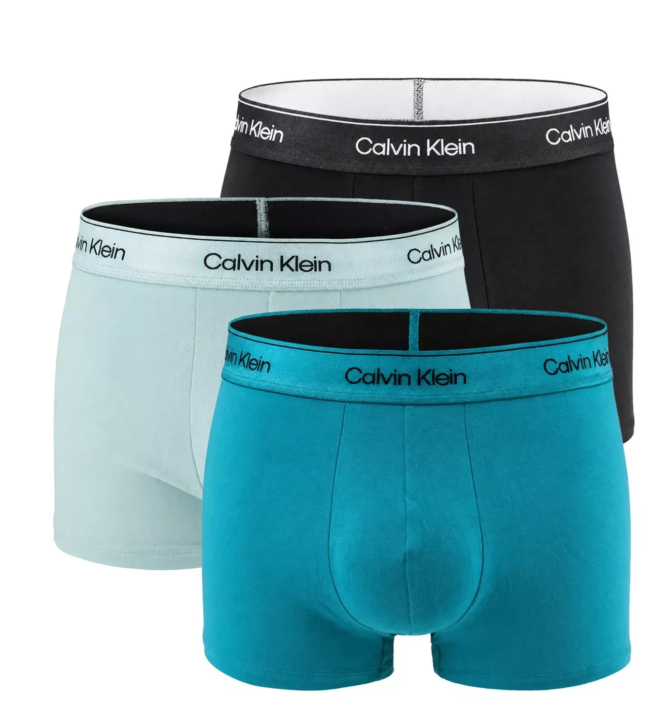 Calvin Klein - pánske boxerky 3PACK Icon cotton stretch Metallic turquoise & black tones