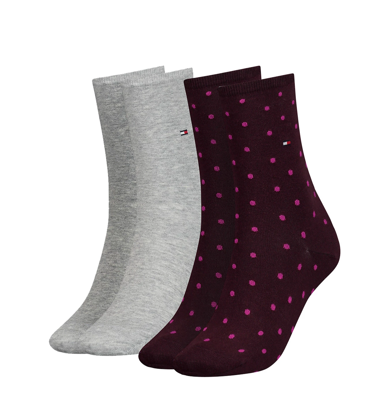 TOMMY HILFIGER - 2PACK burgundy dots ponožky
