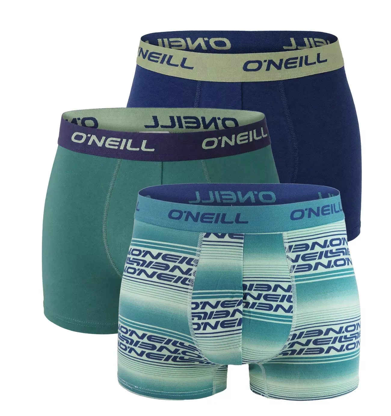 O'NEILL - pánske boxerky 3PACK cotton stretch gradient logo & blue tones