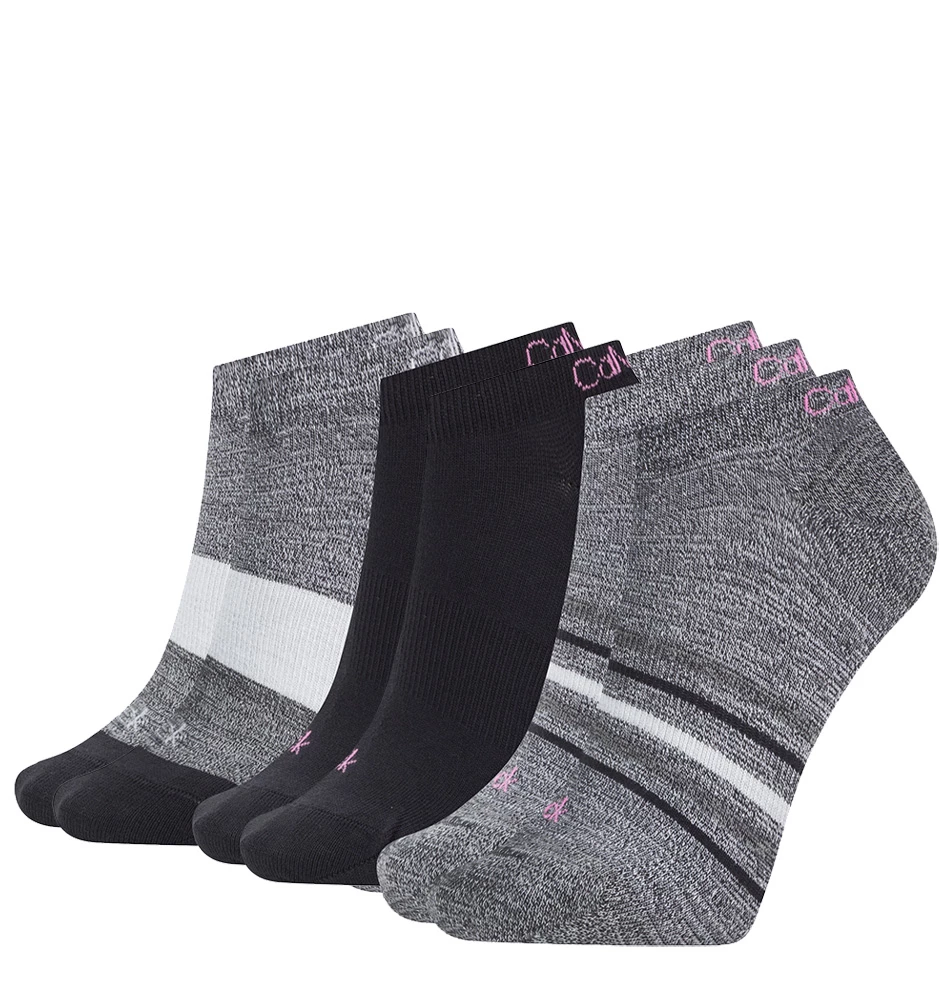 CALVIN KLEIN - 3PACK gray combo clare členkové ponožky z organickej bavlny
