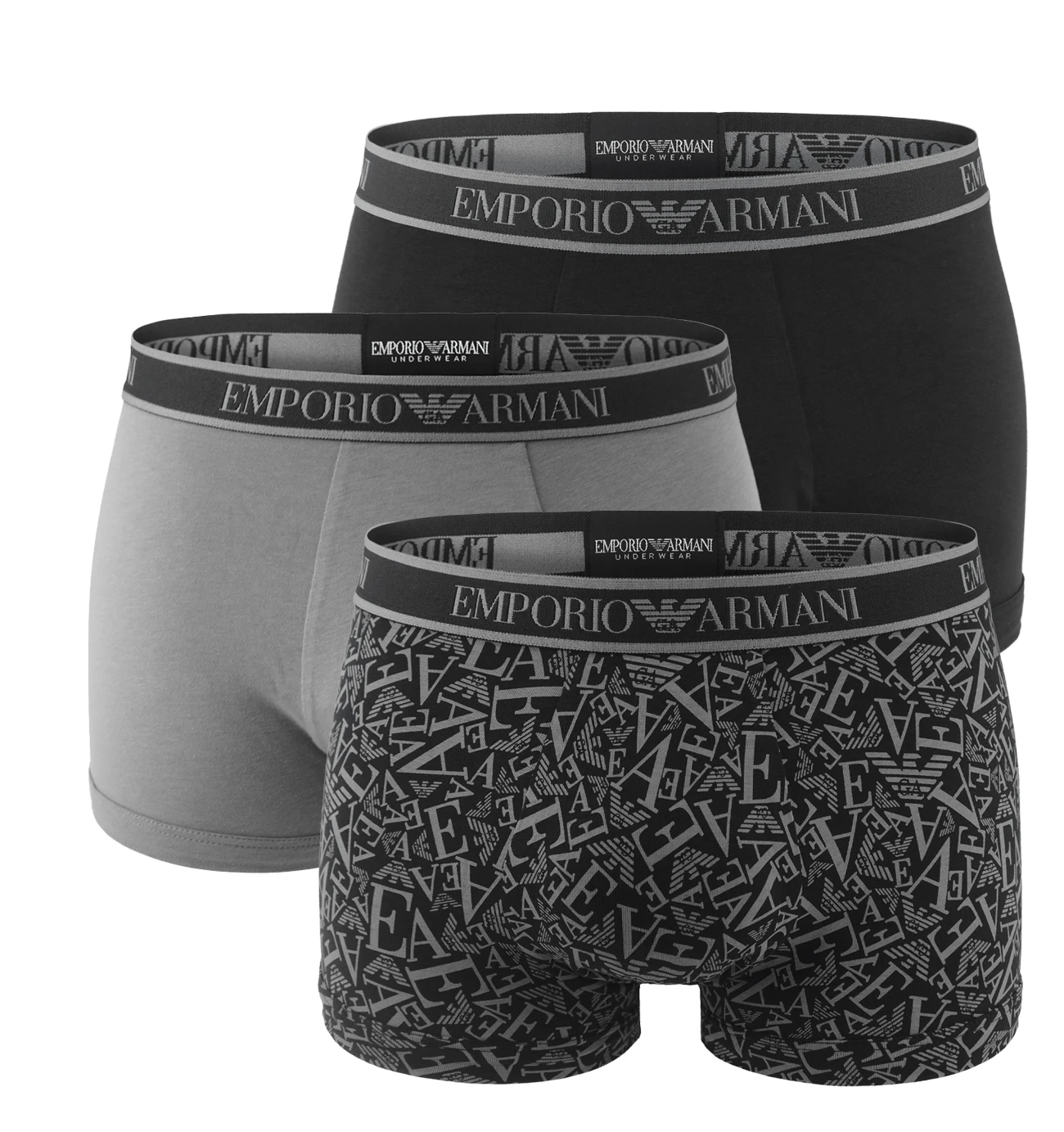 EMPORIO ARMANI - boxerky 3PACK stretch cotton iconic Armani logo shade tones