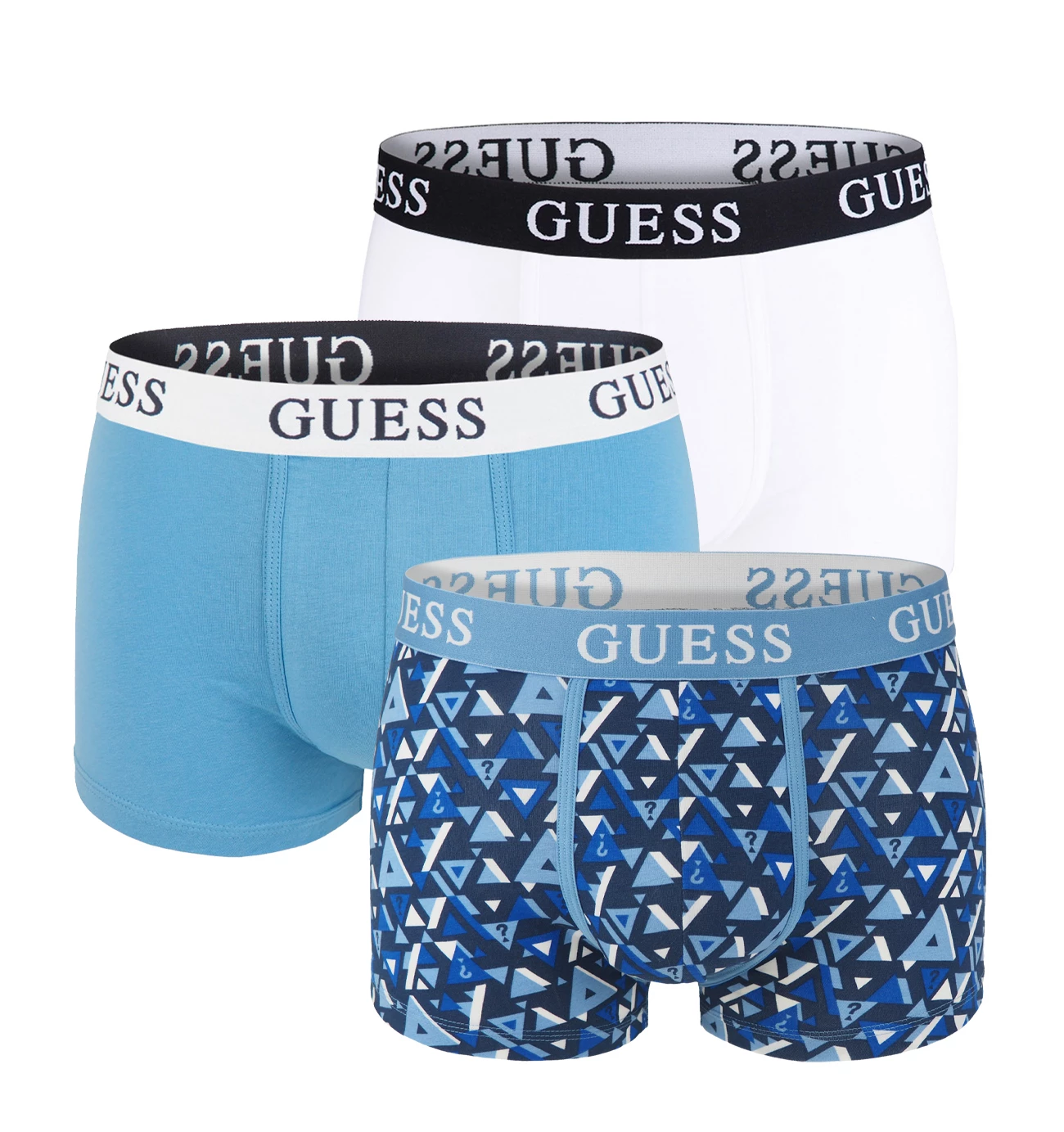 GUESS - boxerky 3PACK Guess modern design blue z organickej bavlny - limitovaná edícia