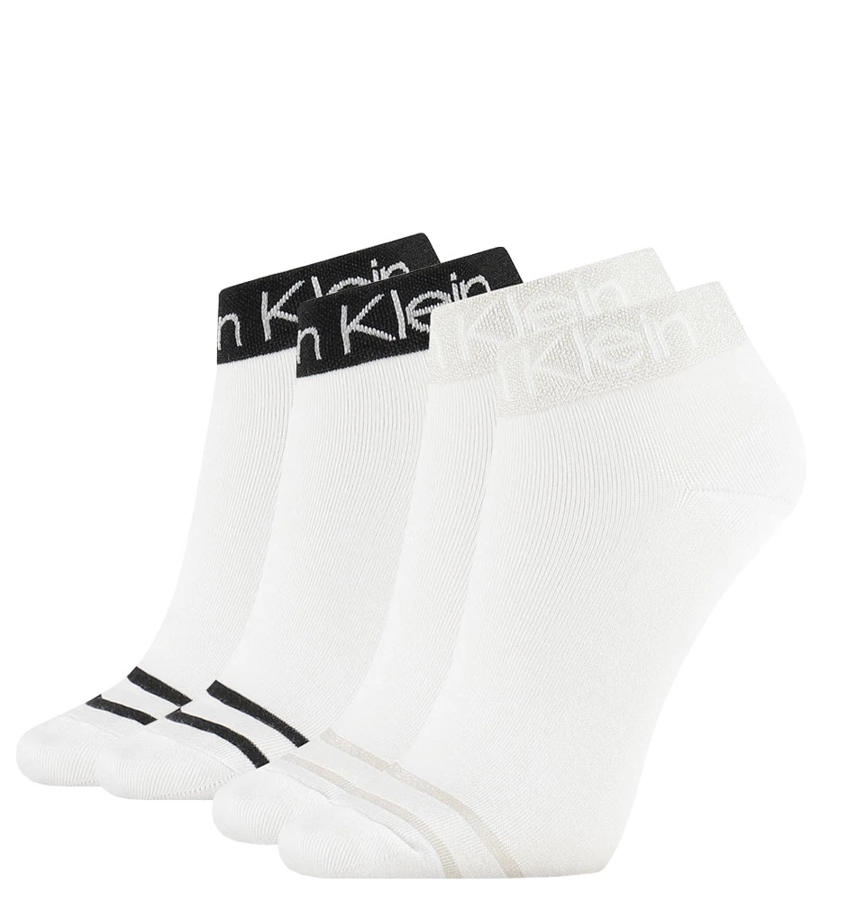 CALVIN KLEIN - 2PACK white combo coolmax členkové ponožky