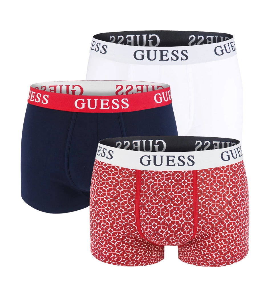GUESS - 3PACK Guess modern logo red shapes boxerky z organickej bavlny - limitovaná edícia
