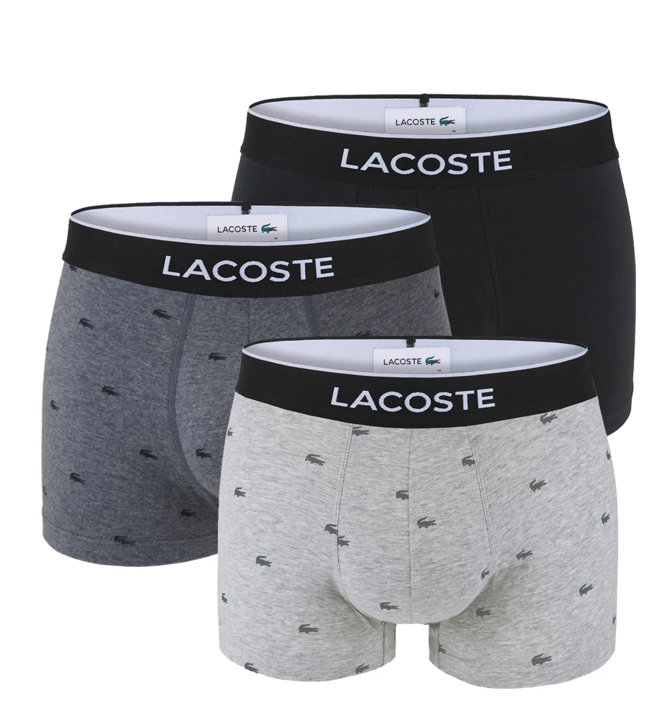 LACOSTE - 3PACK boxerky Lacoste ultra comfortable stretch cotton gray logo
