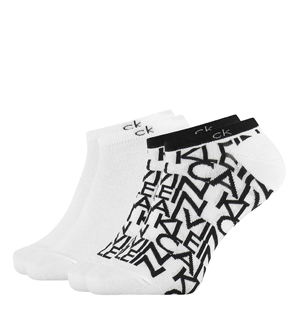 CALVIN KLEIN - 2PACK repeat logo white členkové ponožky