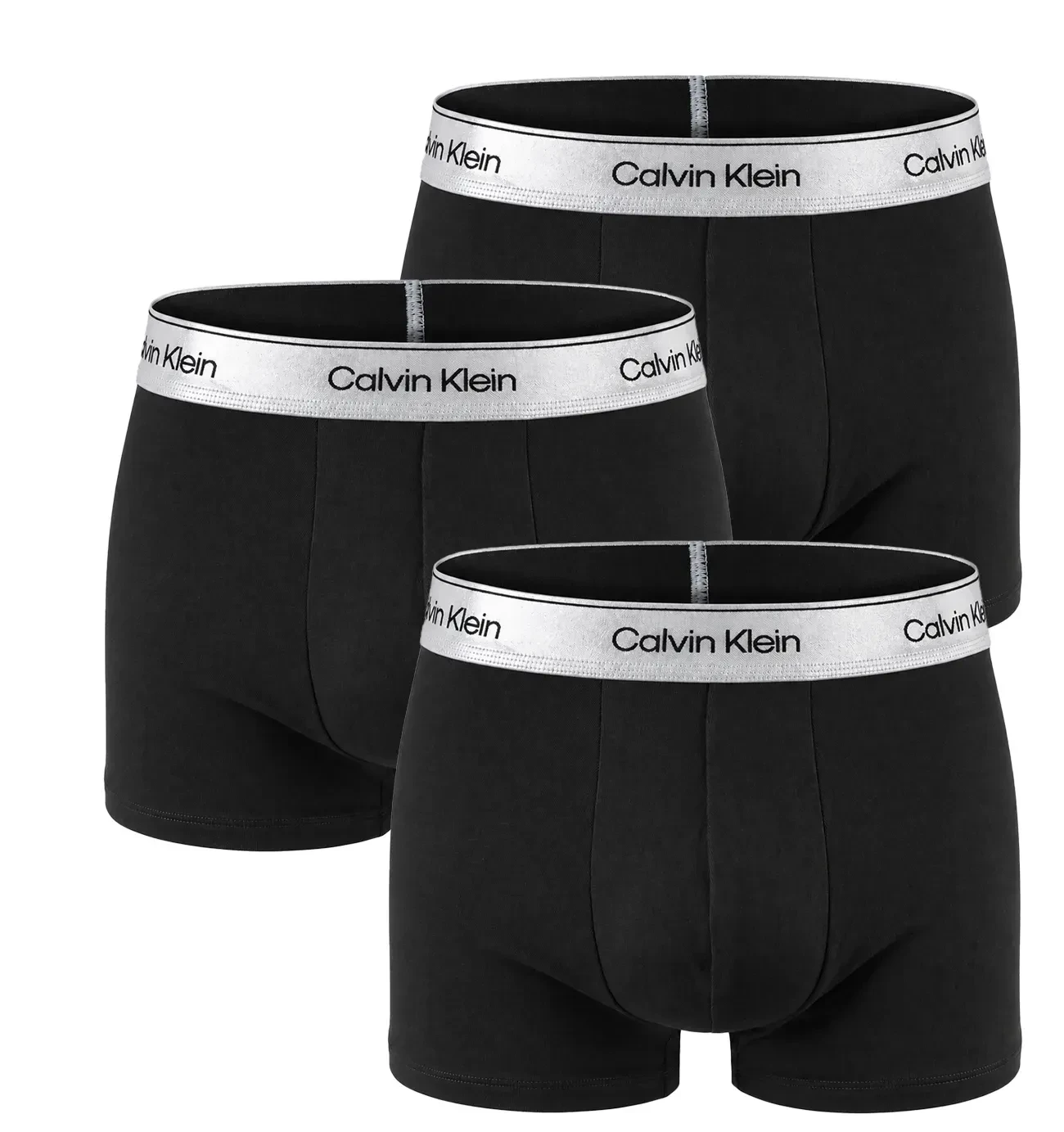 Calvin Klein - pánske boxerky 3PACK Icon cotton stretch Metallic black / silver waist