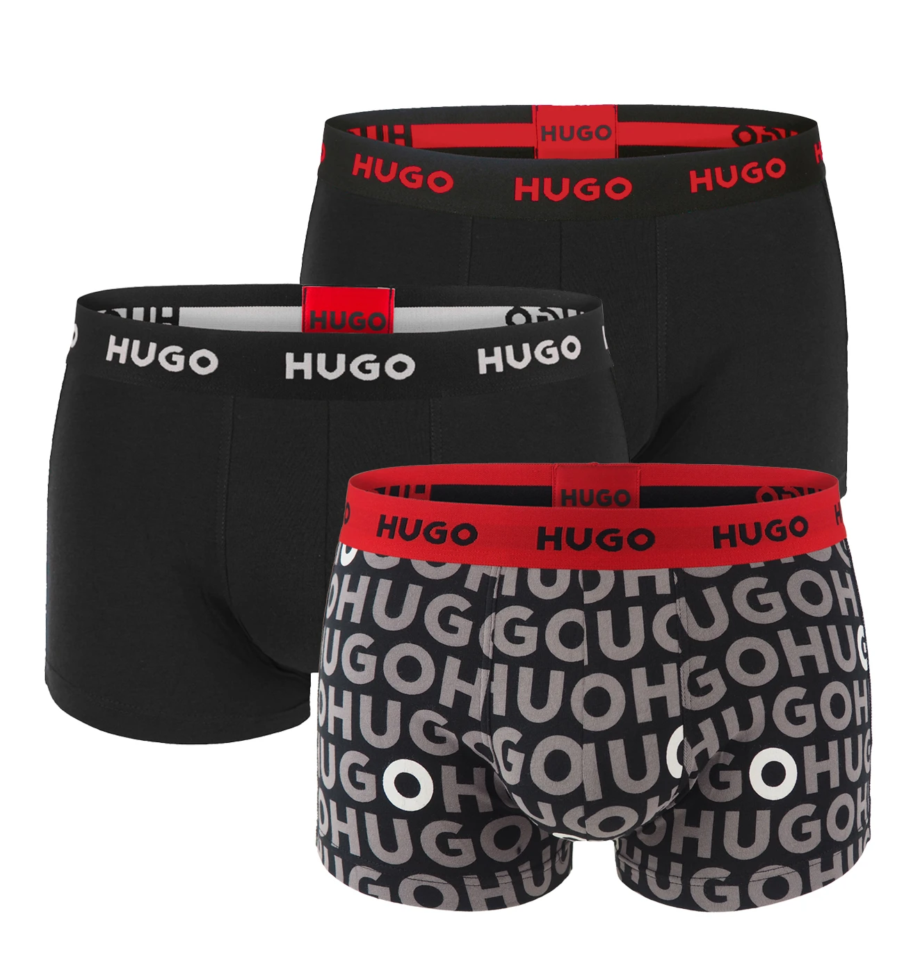 HUGO - boxerky 3PACK cotton stretch modern dark color / logo HUGO