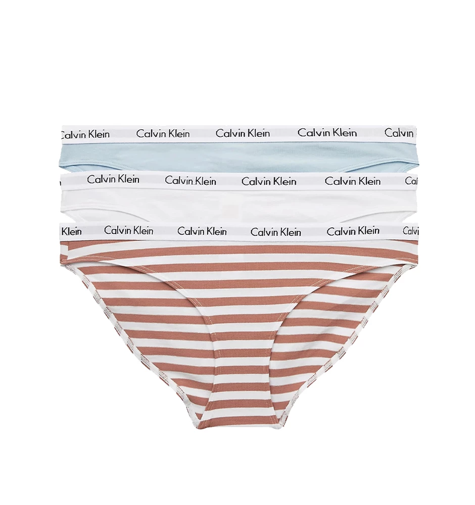 CALVIN KLEIN - nohavičky 3PACK cotton stretch sandalwood & stripe color - limited edition