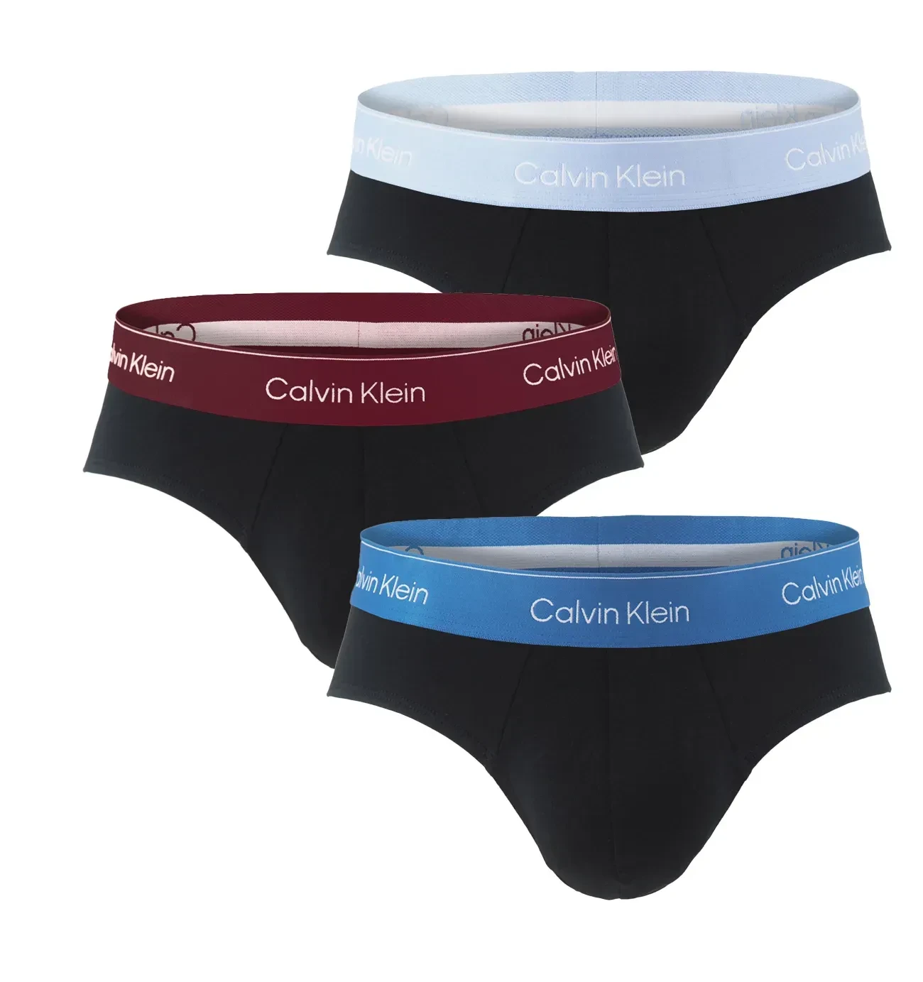 Calvin Klein - pánske slipy 3PACK Icon cotton stretch black / blue & red wine waist