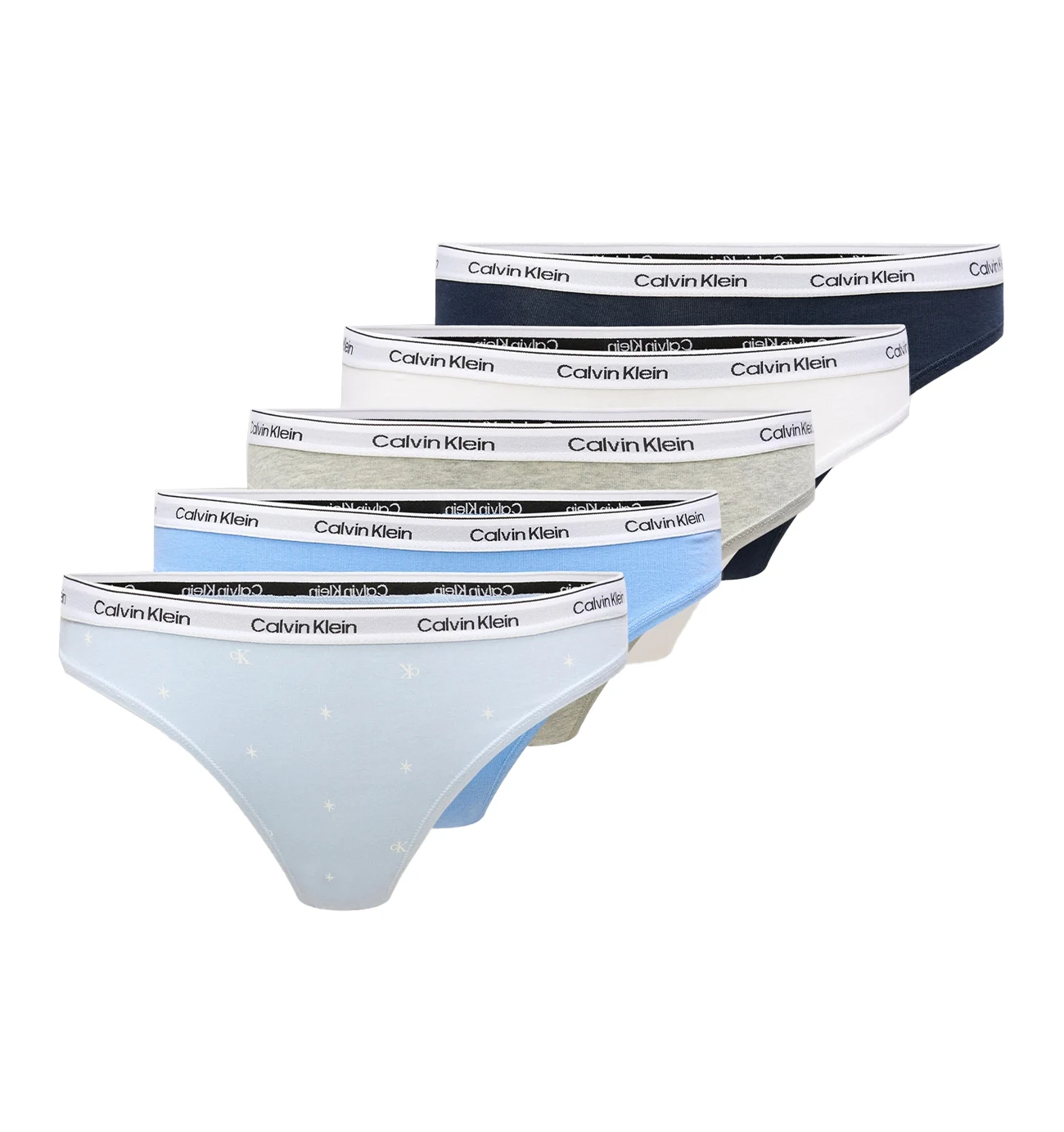 CALVIN KLEIN - nohavičky 5PACK Icon logo cotton stretch blue & white tones