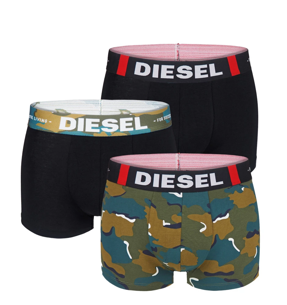 DIESEL - 3PACK limited edition cotton stretch army green camo boxerky