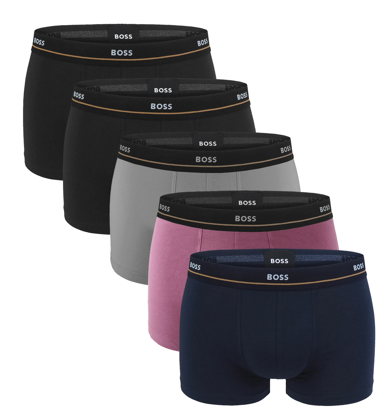 BOSS - boxerky 5PACK essential cotton stretch black & dark tones