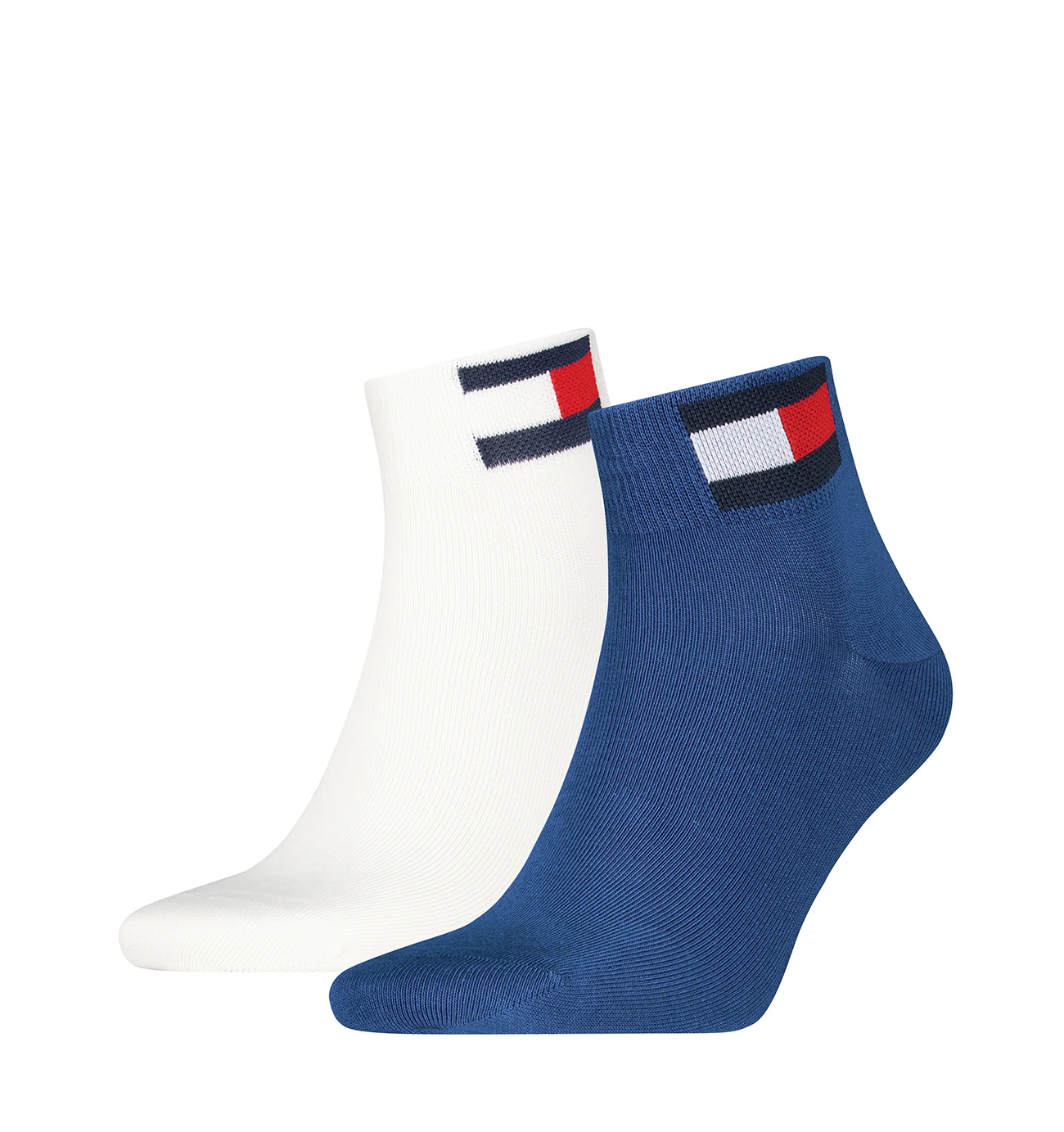 TOMMY HILFIGER - pánske ponožky 2PACK Tommy jeans flag iconic quarter modré