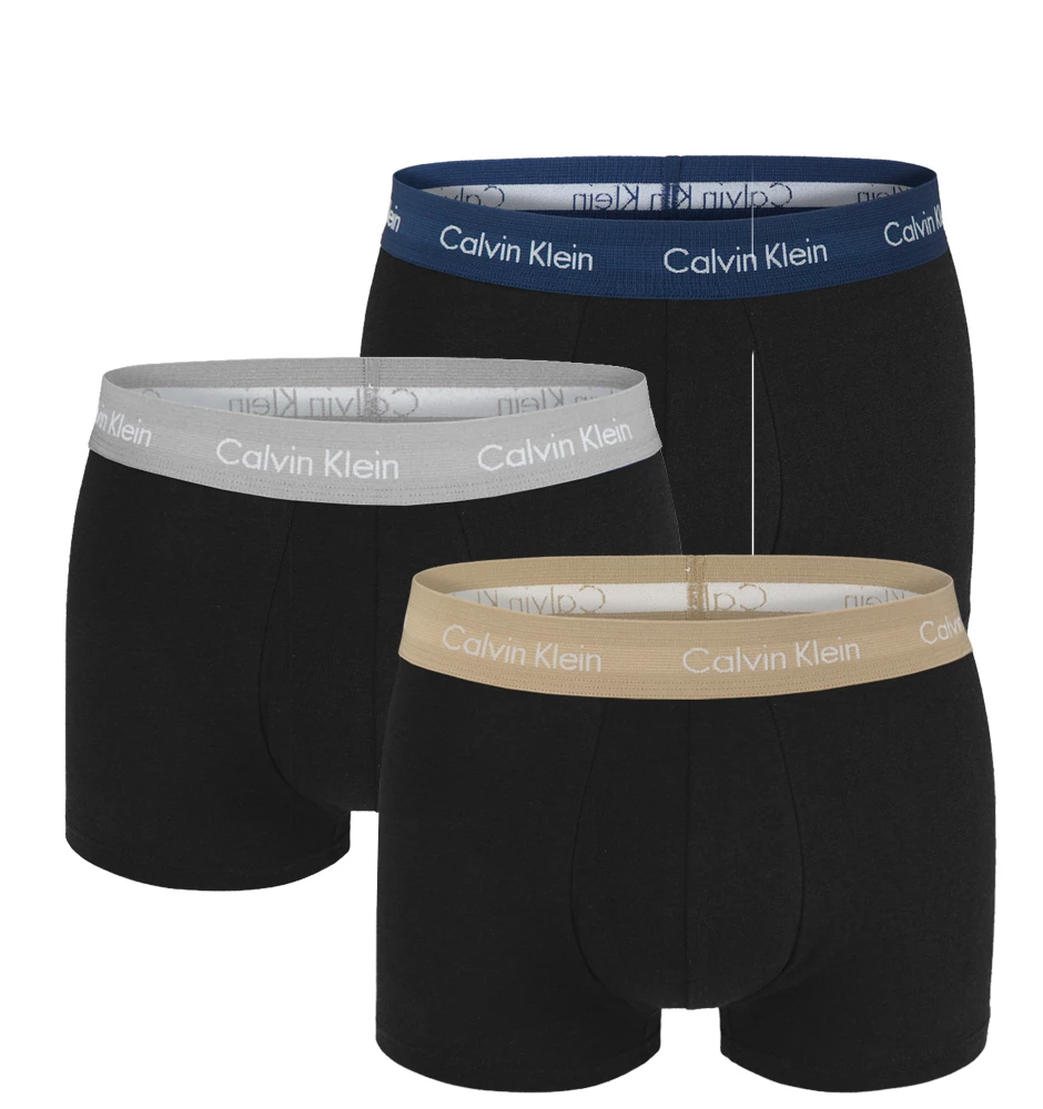 Calvin Klein - boxerky 3PACK cotton stretch black & sand waistband - limitovaná edícia