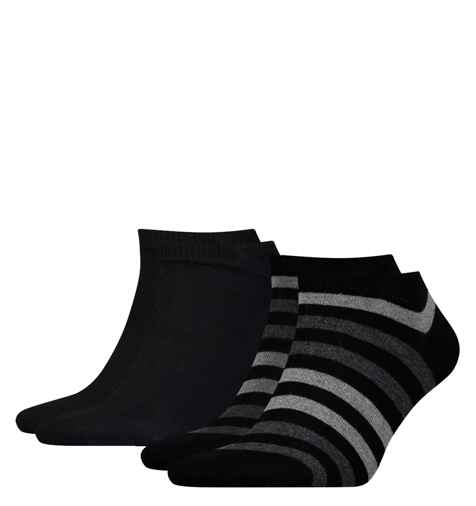 TOMMY HILFIGER - 2PACK duo stripes black členkové ponožky