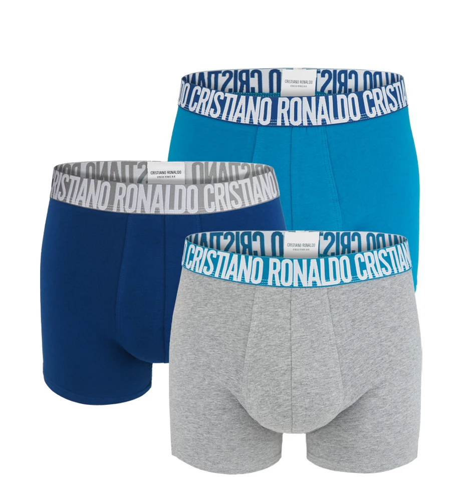 CRISTIANO RONALDO CR7 - 3PACK blue boxerky s logom RONALDO z organickej bavlny