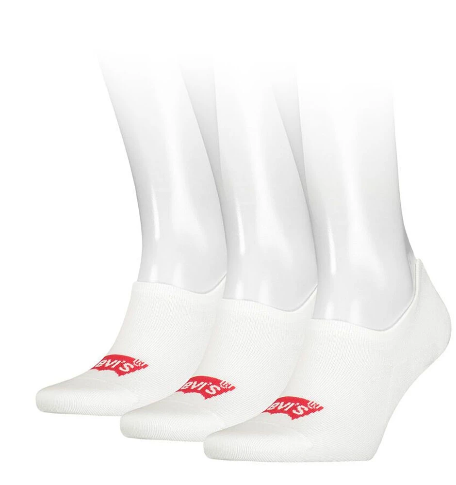 LEVI`S - 3PACK Levi`s original logo biele neviditeľné ponožky