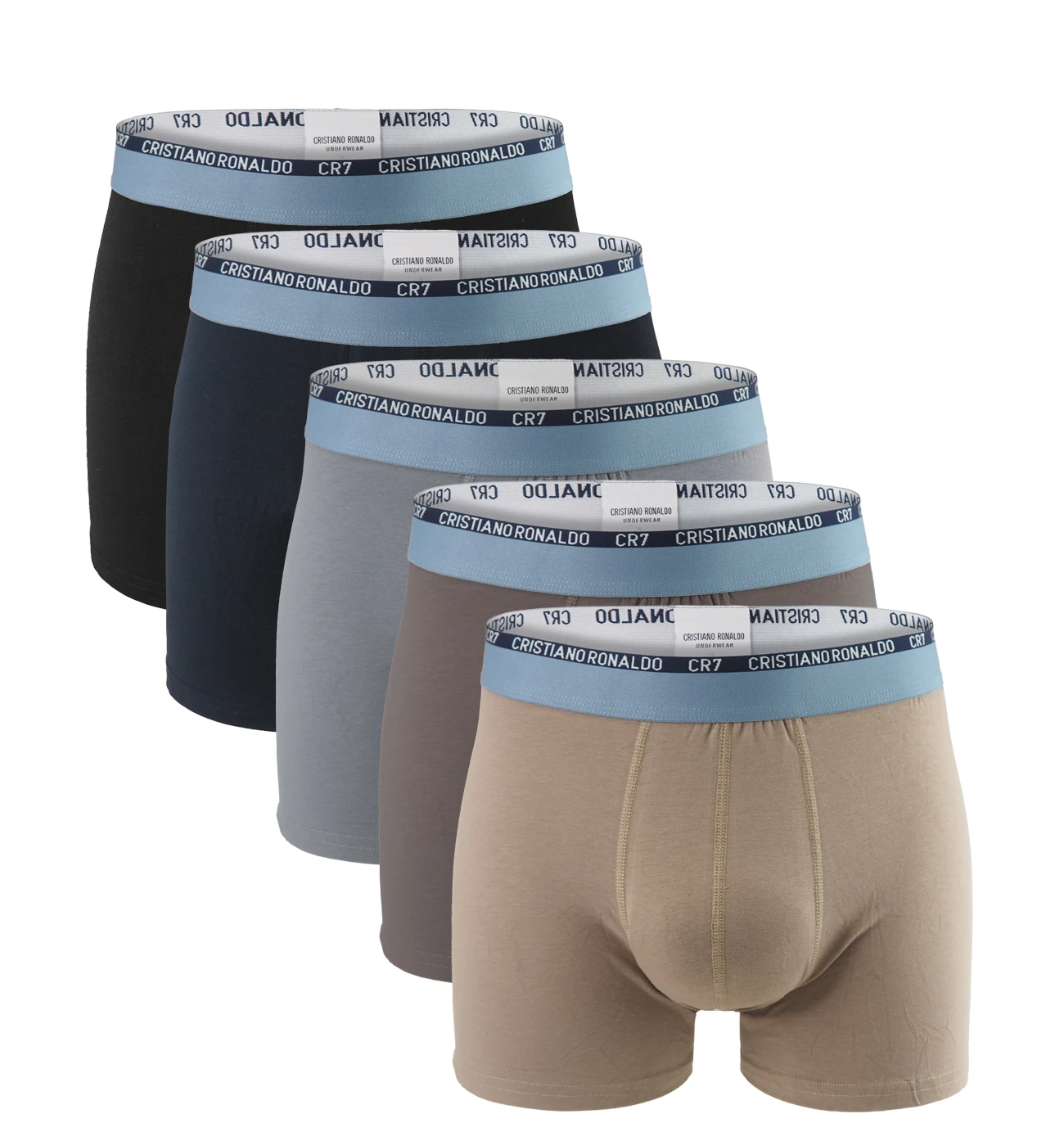 CRISTIANO RONALDO CR7 - boxerky 5PACK cotton stretch sand & blue tones