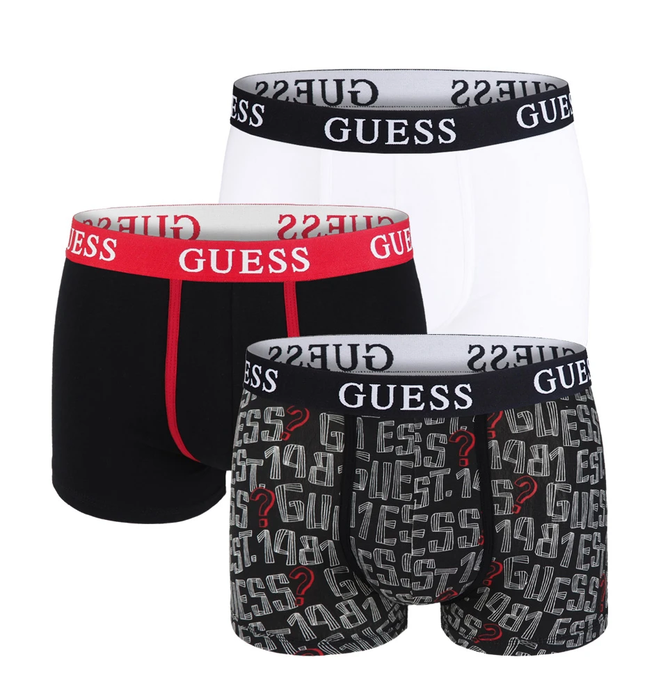GUESS - 3PACK Guess modern black logo boxerky z organickej bavlny - limitovaná edícia