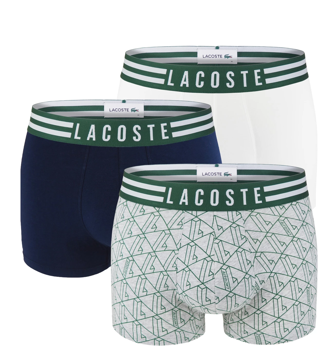 LACOSTE - boxerky 3PACK iconic cotton stretch striped waist