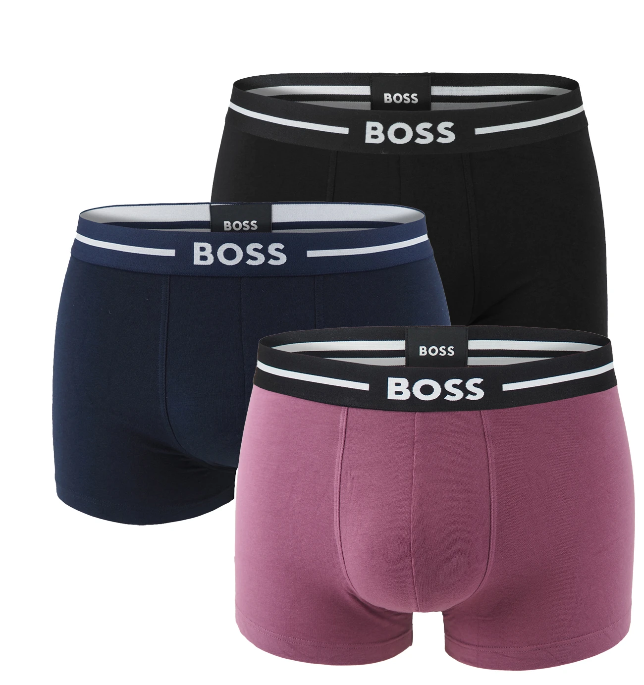 BOSS - boxerky 3PACK eco friendly organic cotton BOLD modern blue & smoky lavender tones