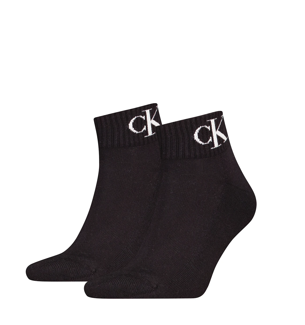 CALVIN KLEIN - 2PACK CK jeans monogram čierne quarter ponožky - limitovaná edícia