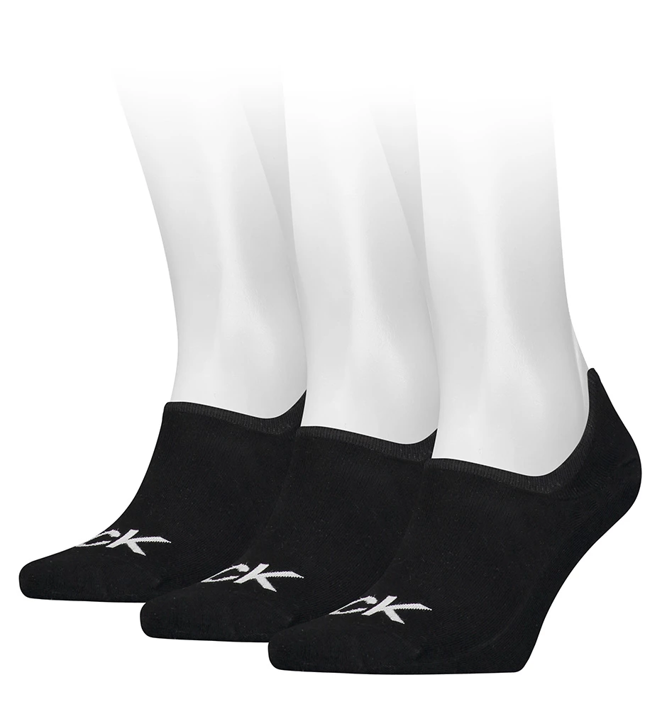 CALVIN KLEIN - 3PACK big logo CK čierne pánske neviditeľné ponožky